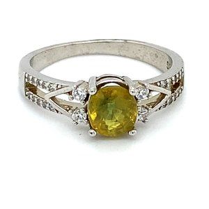 Yellow Sapphire 1.53ct Platinum Finish Silver Ring